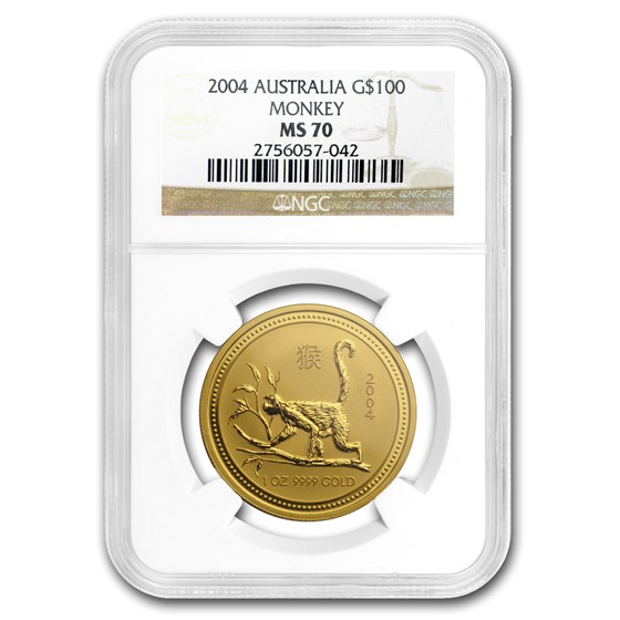 2004 1 oz Gold Lunar Year of the Monkey MS-70 NGC (Series 1) 2004 1 oz Gold Lunar Year of the Monkey MS-70 NGC (Series 1)