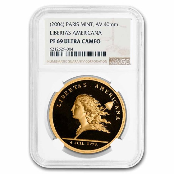 2004 (1776) France Gold Libertas Americana Medal PF-69 NGC 2004 (1776) France Gold Libertas Americana Medal PF-69 NGC