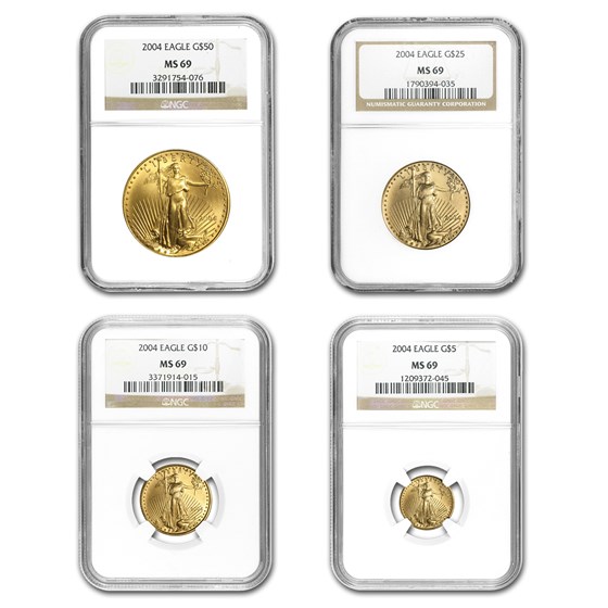 2004 4-Coin Gold American Eagle Set MS-69 NGC 2004 4-Coin Gold American Eagle Set MS-69 NGC