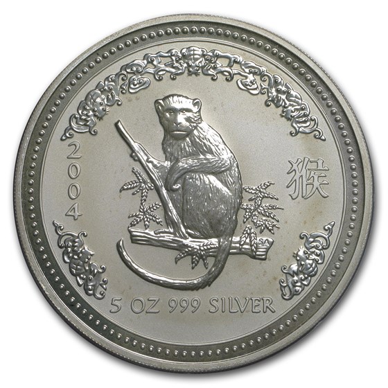2004 5 oz Silver Lunar Year of the Monkey SI BU (Abrasions) 2004 5 oz Silver Lunar Year of the Monkey SI BU (Abrasions)