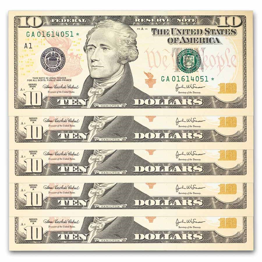 2004-A* (A-Boston) $10 FRN CU (Fr#2039-A*) Star Note, 40 consec