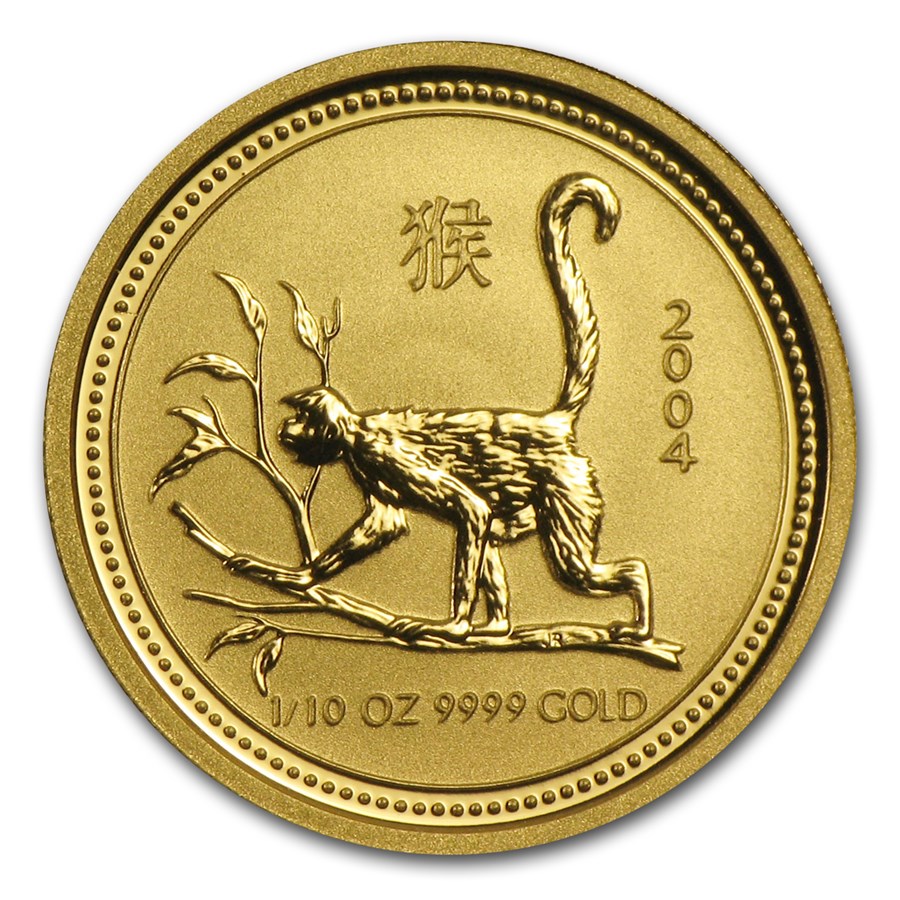 2004 Australia 1/10 oz Gold Lunar Monkey BU (Series I)