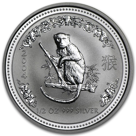 2004 Australia 1/2 oz Silver Year of the Monkey BU (Series I) 2004 Australia 1/2 oz Silver Year of the Monkey BU (Series I)