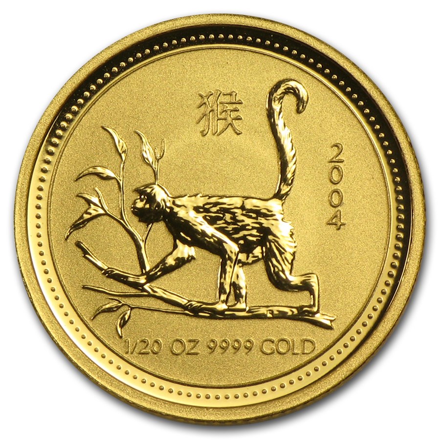 2004 Australia 1/20 oz Gold Lunar Monkey BU (Series I)