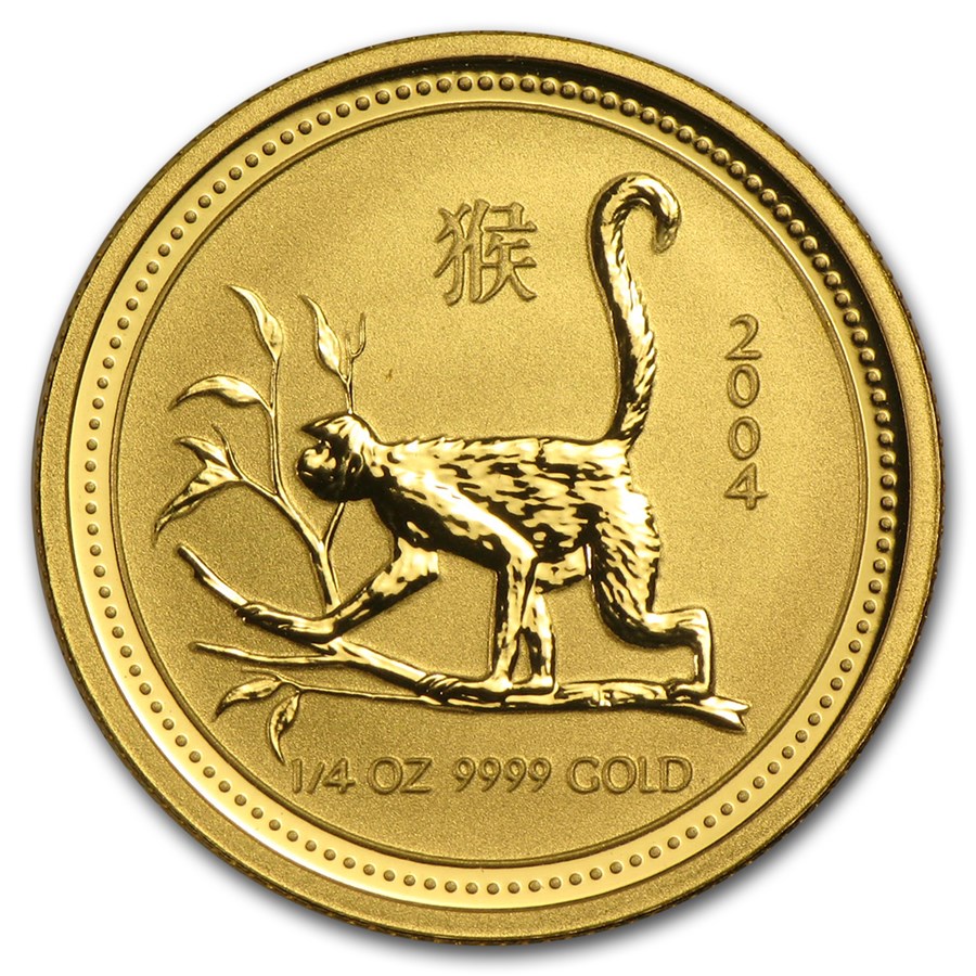 2004 Australia 1/4 oz Gold Lunar Monkey BU (Series I)