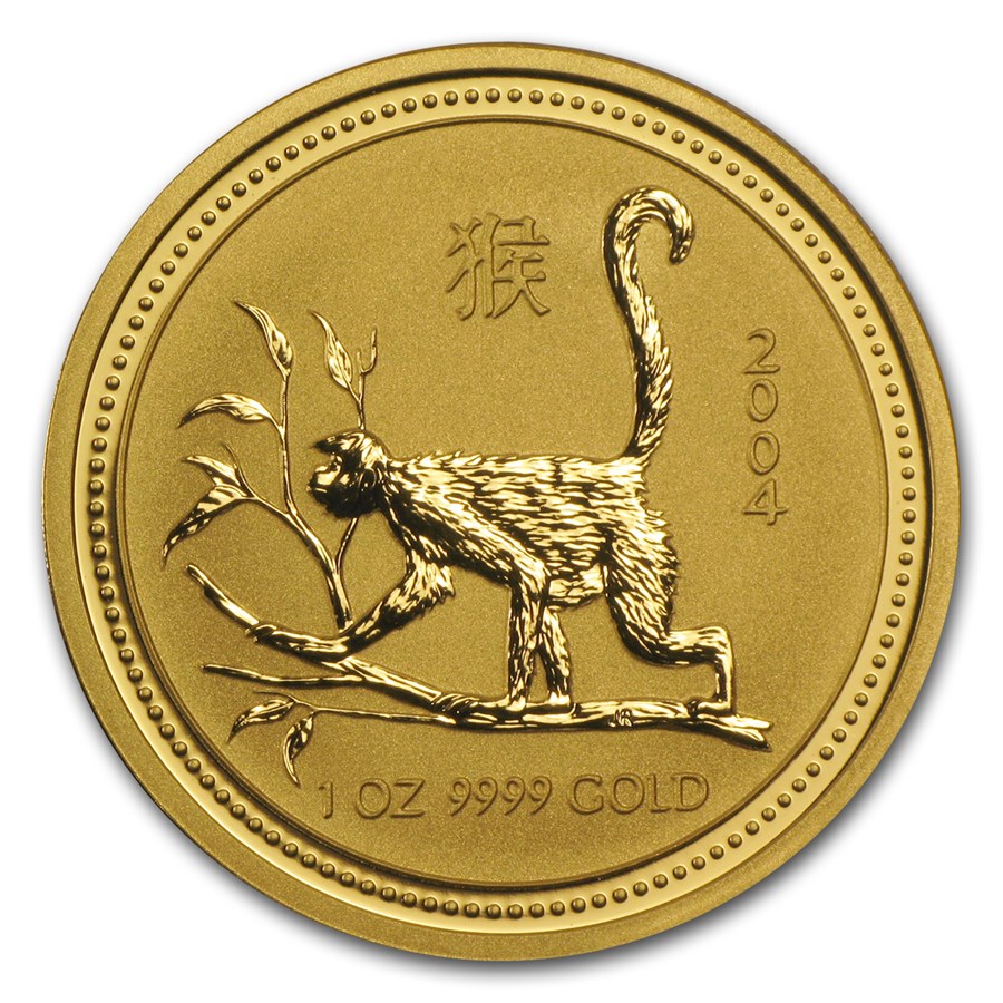 2004 Australia 1 oz Gold Lunar Monkey BU (Series I)