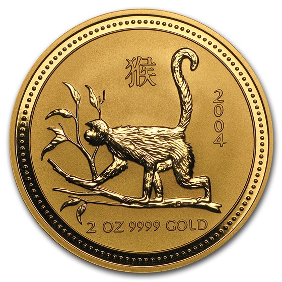 2004 Australia 2 oz Gold Lunar Monkey BU (Series I) 2004 Australia 2 oz Gold Lunar Monkey BU (Series I)