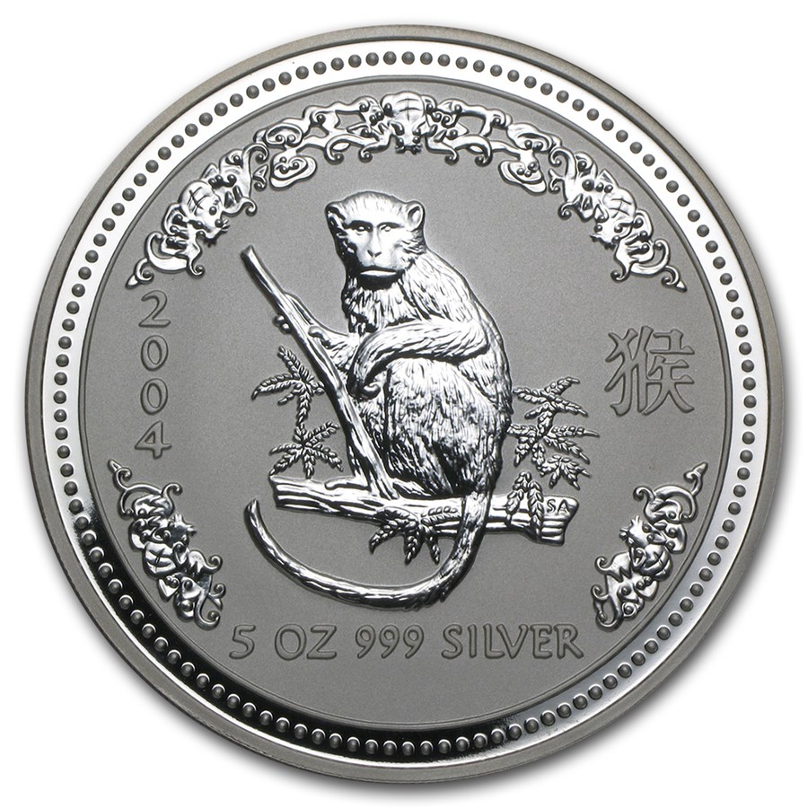 2004 Australia 5 oz Silver Year of the Monkey BU