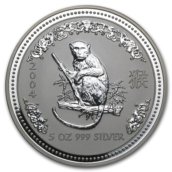 2004 Australia 5 oz Silver Year of the Monkey BU 2004 Australia 5 oz Silver Year of the Monkey BU