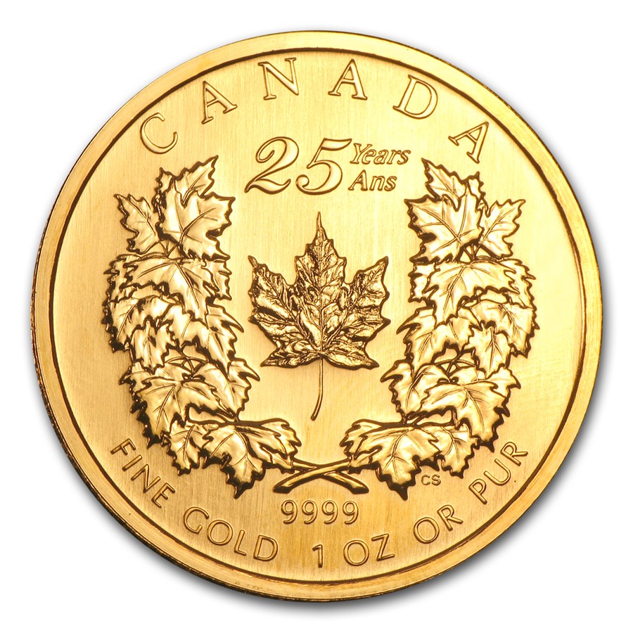2004 Canada 1 oz Gold Maple Leaf BU (25th Anniversary)