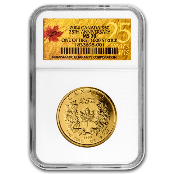 2004 Canada 1 oz Gold Maple Leaf MS-70 NGC (First 1000 Struck) 2004 Canada 1 oz Gold Maple Leaf MS-70 NGC (First 1000 Struck)