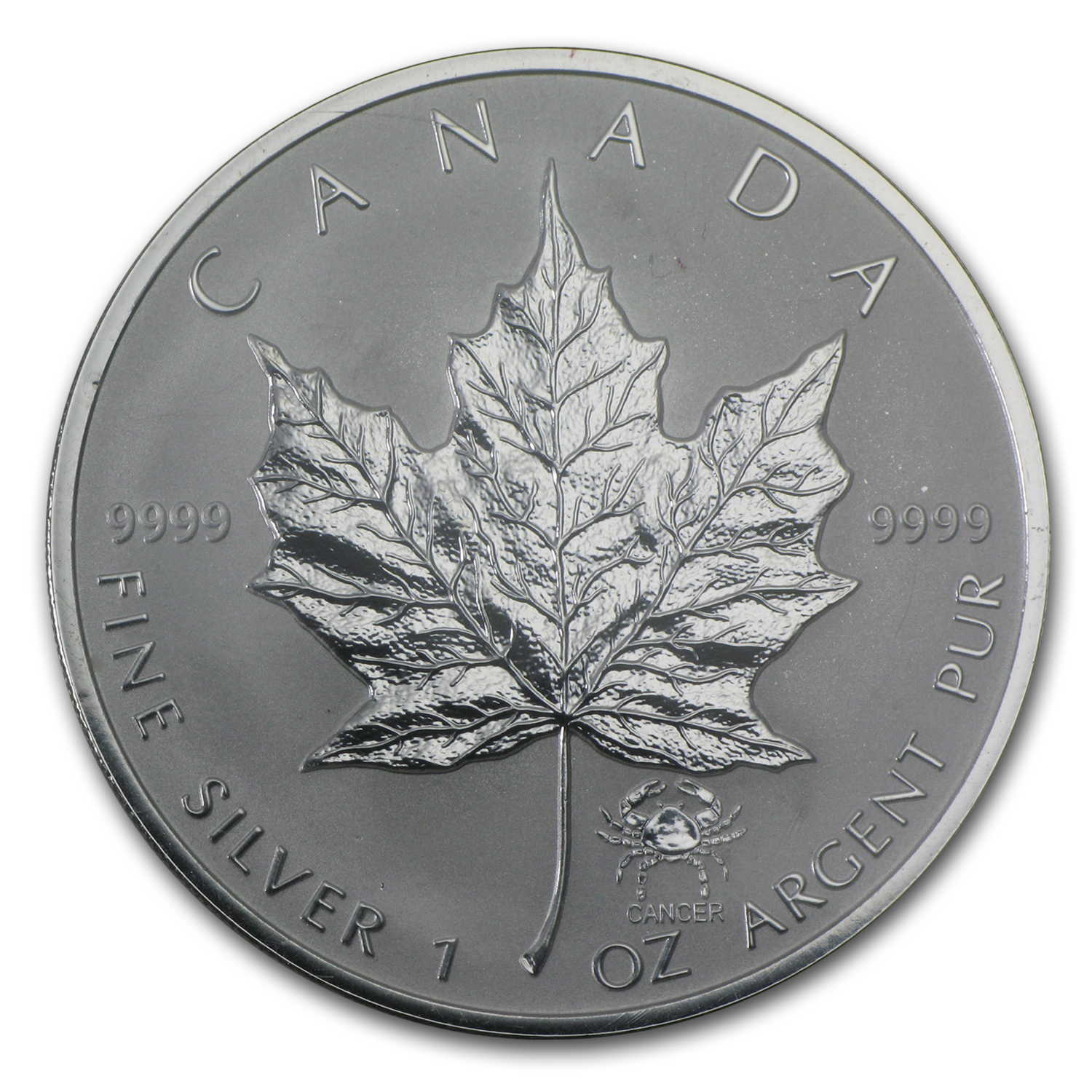 Buy 2004 Canadian 1 oz Silver Maple Leaf Cancer Privy | APMEX