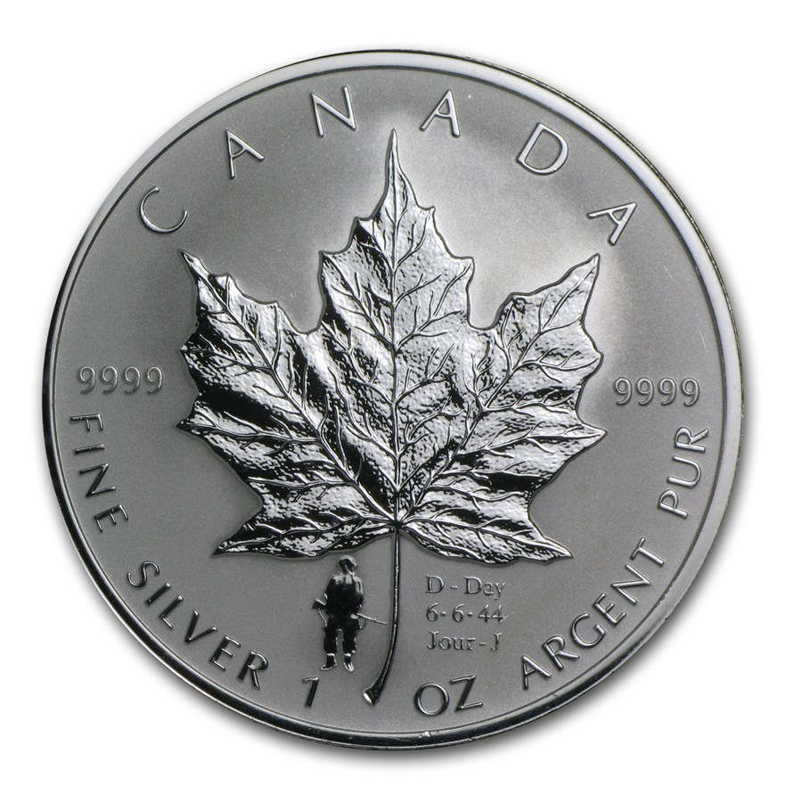 2004 Canada 1 oz Silver Maple Leaf D-Day Privy