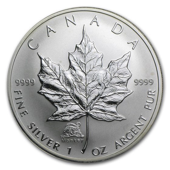 2004 Canada 1 oz Silver Maple Leaf Lunar Monkey Privy