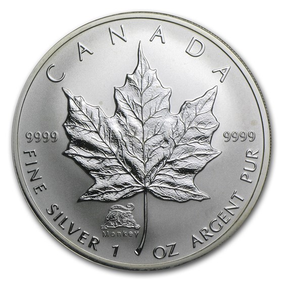 2004 Canada 1 oz Silver Maple Leaf Lunar Monkey Privy 2004 Canada 1 oz Silver Maple Leaf Lunar Monkey Privy