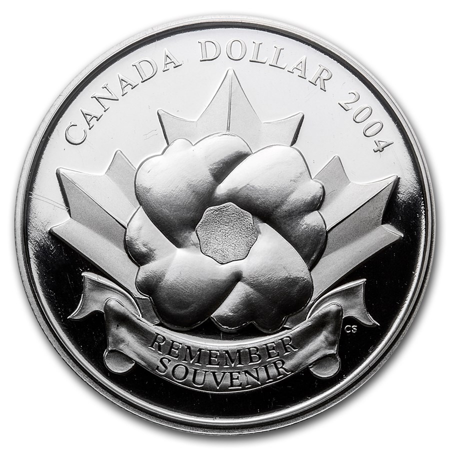 2004 Canada 3/4 oz Ag Pf $1 Poppy in Flanders Fields (Coin Only)
