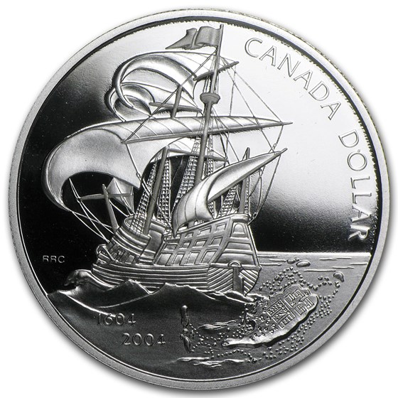 2004 Canada Silver Dollar First French Settlers Proof 2004 Canada Silver Dollar First French Settlers Proof