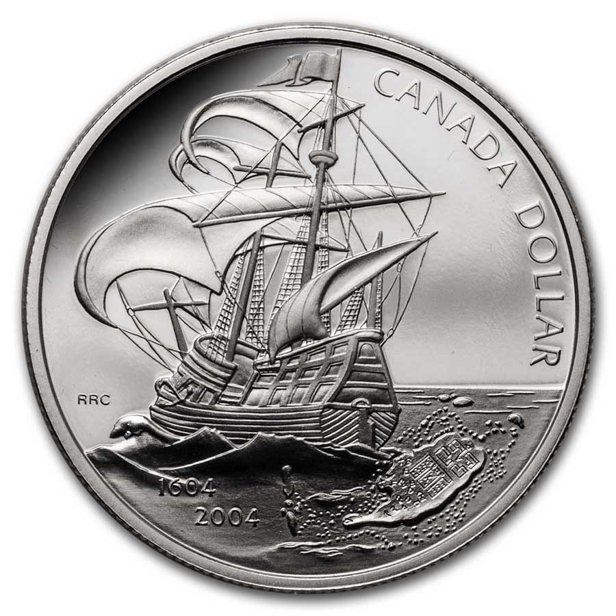 2004 Canada Silver Dollar Proof (First French Settlement w/OGP)
