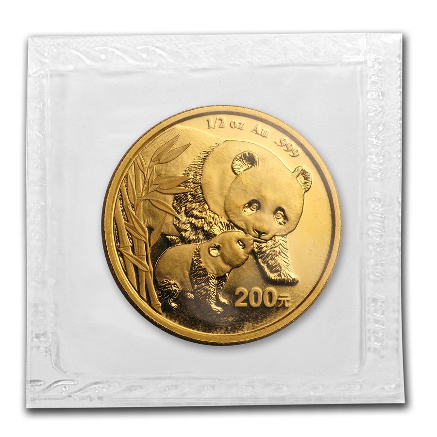 2004 China 1/2 oz Gold Panda BU (Sealed)