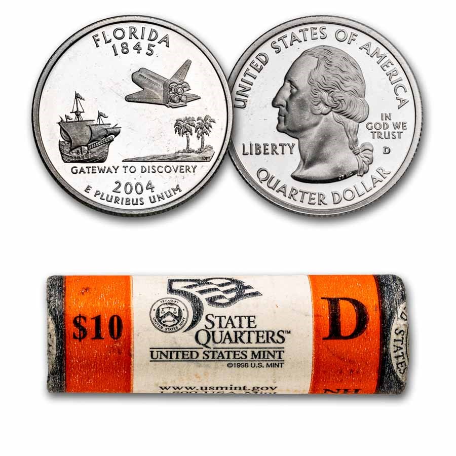 2004-D Florida Statehood Quarter 40-Coin Roll BU (Mint Wrapped)