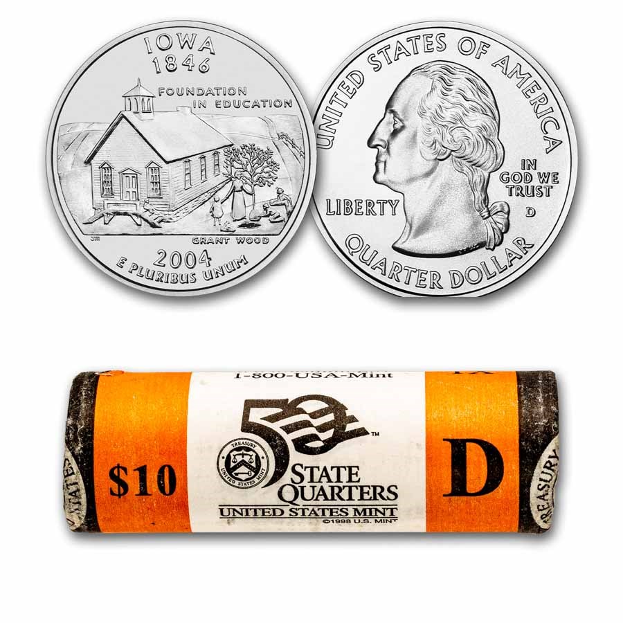2004-D Iowa Statehood Quarter 40-Coin Roll BU (Mint Wrapped)