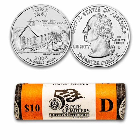 2004-D Iowa Statehood Quarter 40-Coin Roll BU (Mint Wrapped) 2004-D Iowa Statehood Quarter 40-Coin Roll BU (Mint Wrapped)