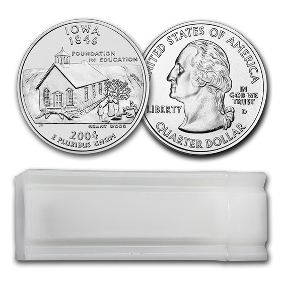 2004-D Iowa Statehood Quarter 40-Coin Roll BU 2004-D Iowa Statehood Quarter 40-Coin Roll BU