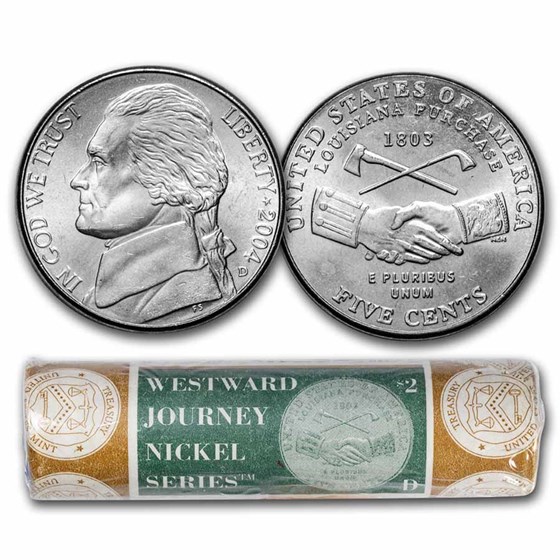 2004-D Peace Medal Nickel 40-coin Mint Wrapped Roll BU 2004-D Peace Medal Nickel 40-coin Mint Wrapped Roll BU