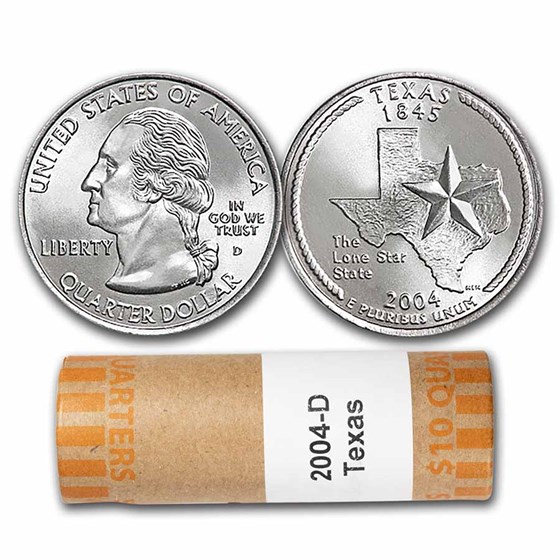 2004-D Texas Statehood Quarter 40-Coin Roll BU 2004-D Texas Statehood Quarter 40-Coin Roll BU