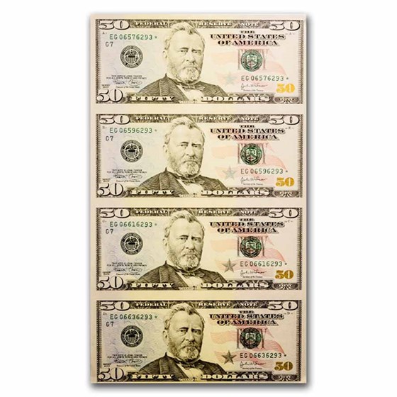 2004* (G-Chicago) $50 FRN CU (Fr#2128-G*) Uncut Sheet Star Note 2004* (G-Chicago) $50 FRN CU (Fr#2128-G*) Uncut Sheet Star Note
