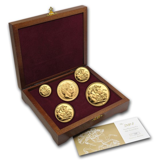 2004 Great Britain 5-Coin Gold Sovereign Proof Set 2004 Great Britain 5-Coin Gold Sovereign Proof Set