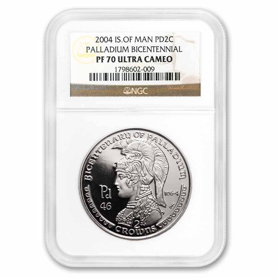 2004 Isle of Man 2 oz Proof Palladium 2 Crown PF-70 UCAM NGC