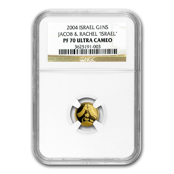 2004 Israel 1/25 oz Proof Gold Jacob & Rachel PF-70 NGC 2004 Israel 1/25 oz Proof Gold Jacob & Rachel PF-70 NGC