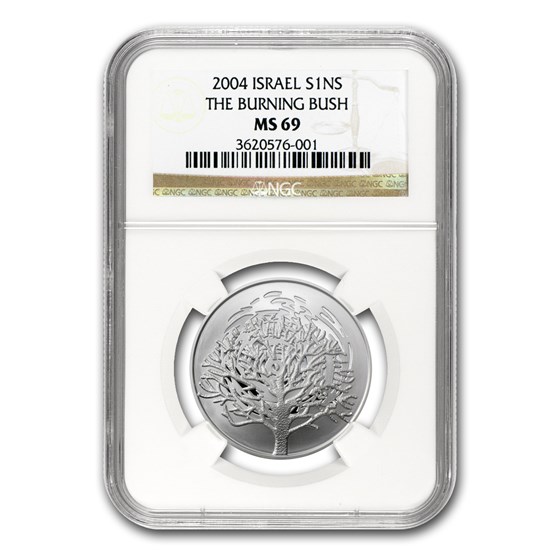 2004 Israel Silver 1 NIS The Burning Bush MS-69 NGC 2004 Israel Silver 1 NIS The Burning Bush MS-69 NGC