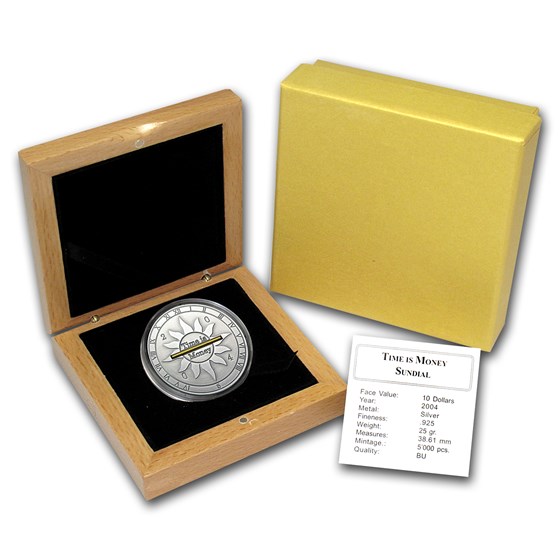 2004 Liberia Silver $10 Sundial Time is Money 2004 Liberia Silver $10 Sundial Time is Money