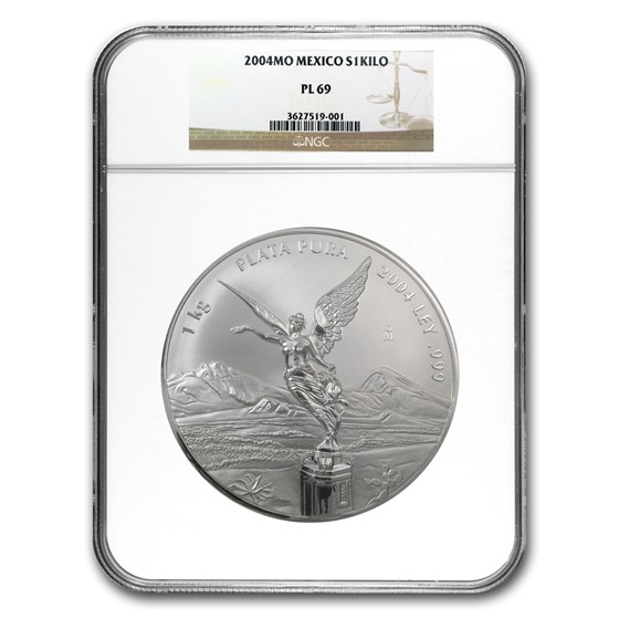 2004 Mexico 1 kilo Silver Libertad PL-69 NGC 2004 Mexico 1 kilo Silver Libertad PL-69 NGC