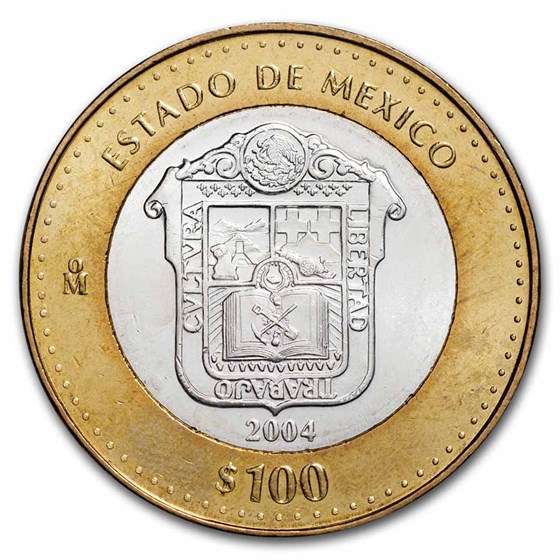2004 Mexico Bimetal 100 Pesos Estado de Mexico BU (1st Edition)