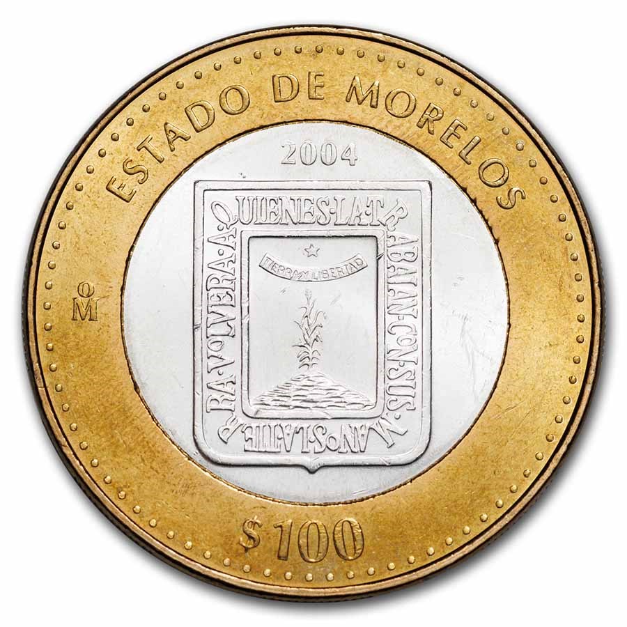 2004 Mexico Bimetallic 100 Pesos Morelos BU (1st Edition)