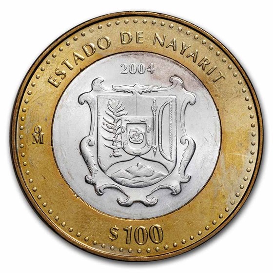 2004 Mexico Bimetallic 100 Pesos Nayarit BU (1st Edition)