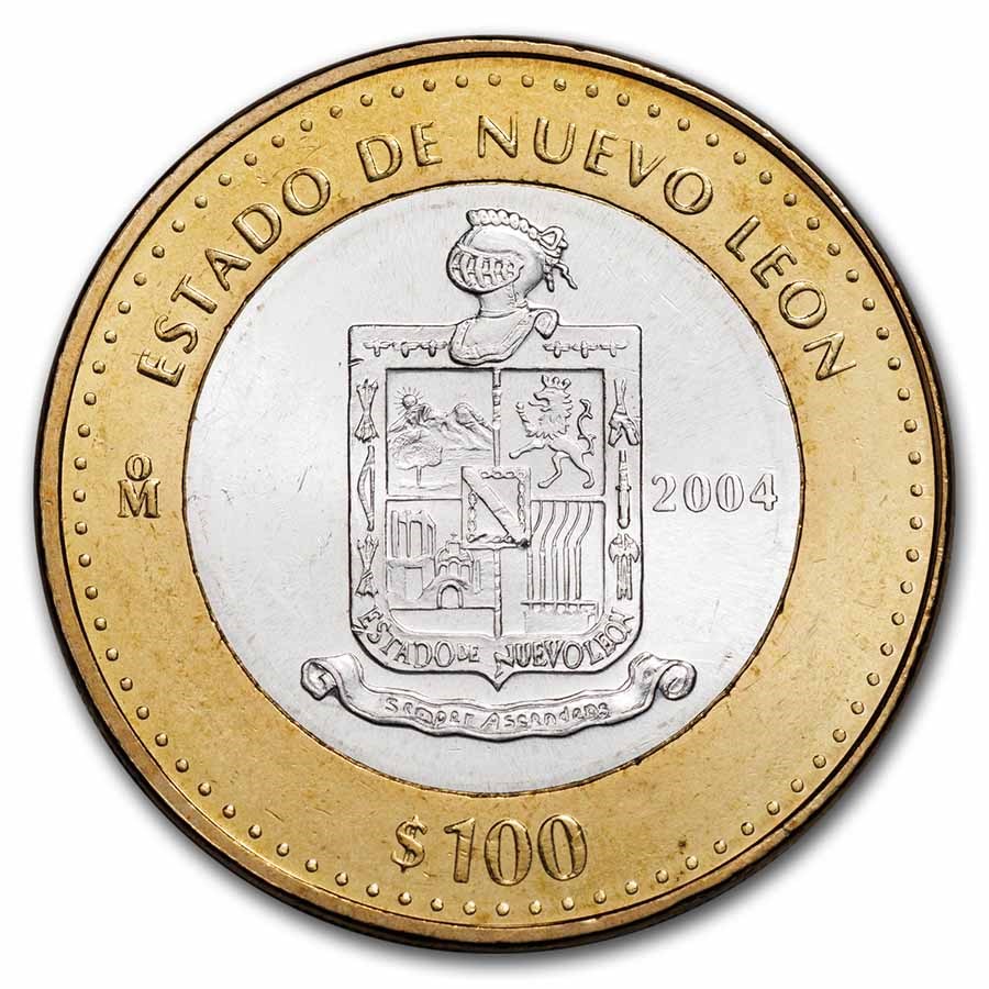 2004 Mexico Bimetallic 100 Pesos Nuevo Leon BU (1st Edition)