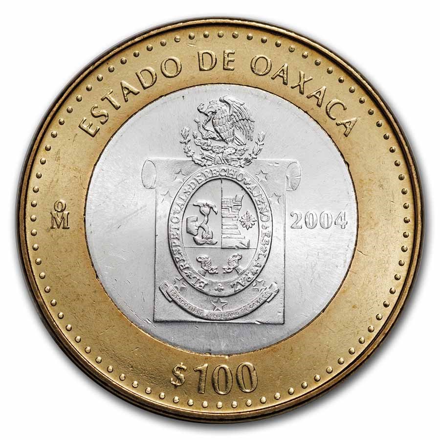 2004 Mexico Bimetallic 100 Pesos Oaxaca BU (1st Edition)