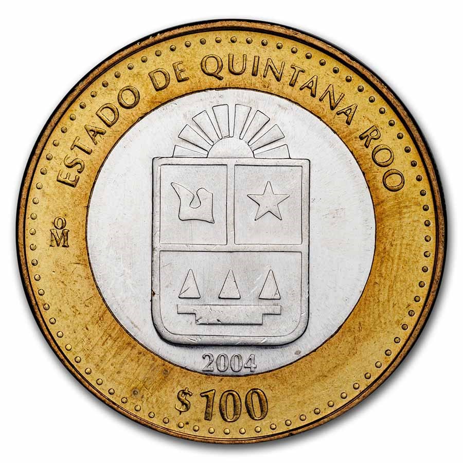 2004 Mexico Bimetallic 100 Pesos Quintana Roo BU (1st Edition)