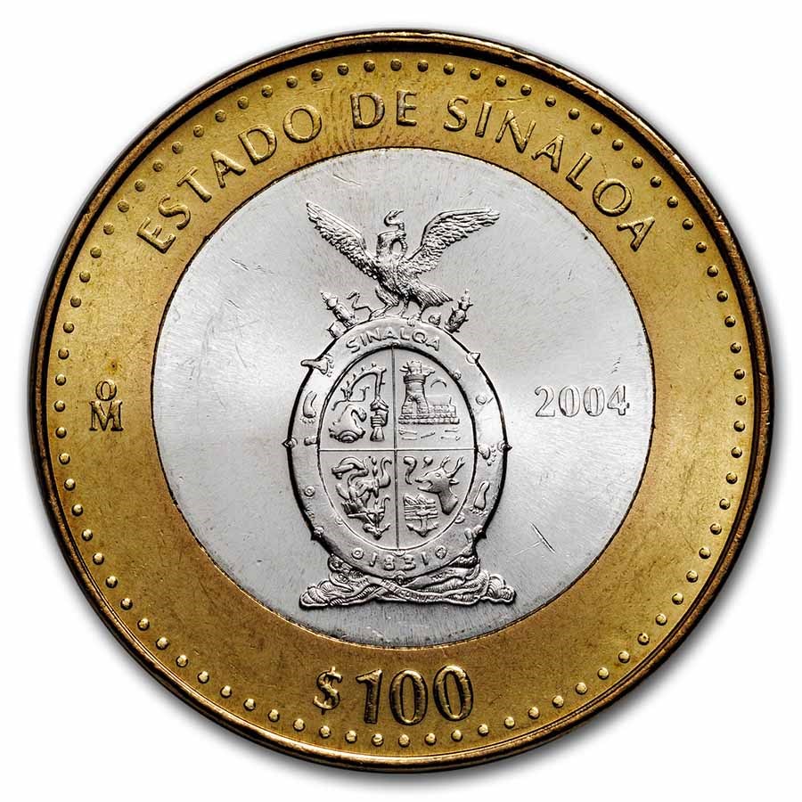 2004 Mexico Bimetallic 100 Pesos Sinaloa BU (1st Edition)