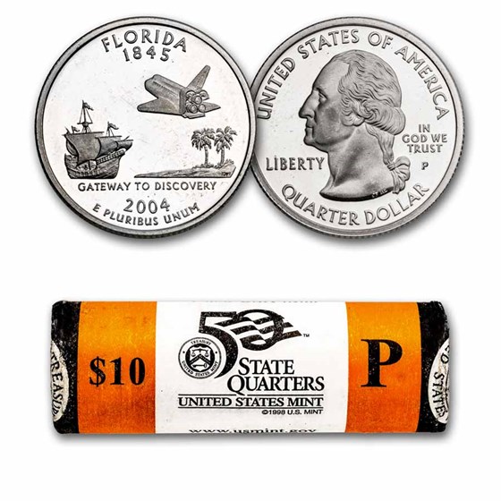 2004-P Florida Statehood Quarter 40-Coin Roll BU (Mint Wrapped) 2004-P Florida Statehood Quarter 40-Coin Roll BU (Mint Wrapped)