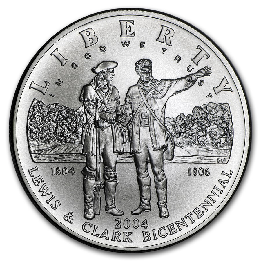 2004-P Lewis & Clark Bicentennial $1 Silver Commem BU (Box & COA)