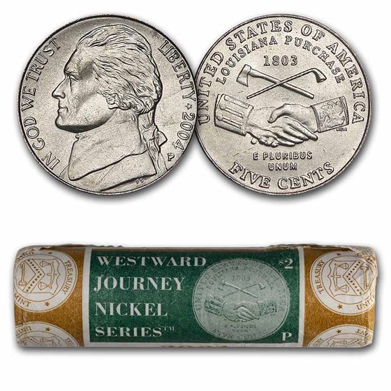 2004-P Peace Medal Nickel 40-coin Mint Wrapped Roll BU 2004-P Peace Medal Nickel 40-coin Mint Wrapped Roll BU