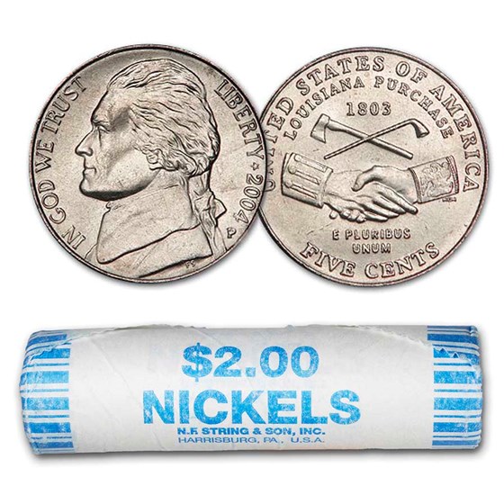 2004-P Peace Medal Nickel 40-coin Roll BU 2004-P Peace Medal Nickel 40-coin Roll BU