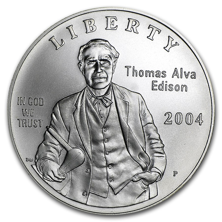2004-P Thomas Edison $1 Silver Commem BU (w/Box & COA)