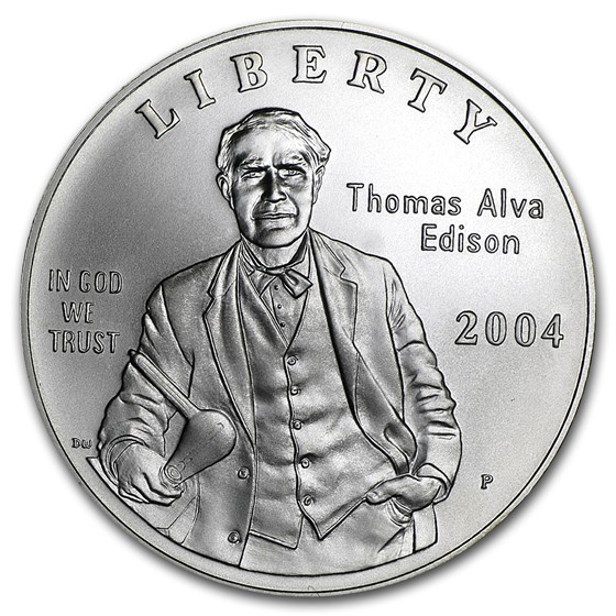 2004-P Thomas Edison $1 Silver Commem BU (w/Box & COA) 2004-P Thomas Edison $1 Silver Commem BU (w/Box & COA)