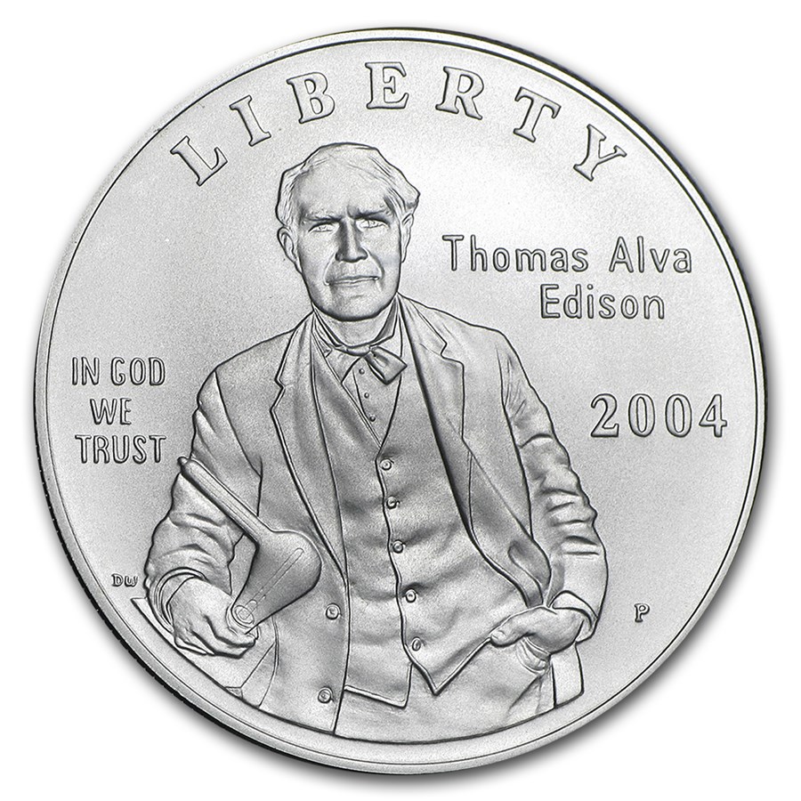 2004-P Thomas Edison $1 Silver Commem Collector Set BU (w/Light)
